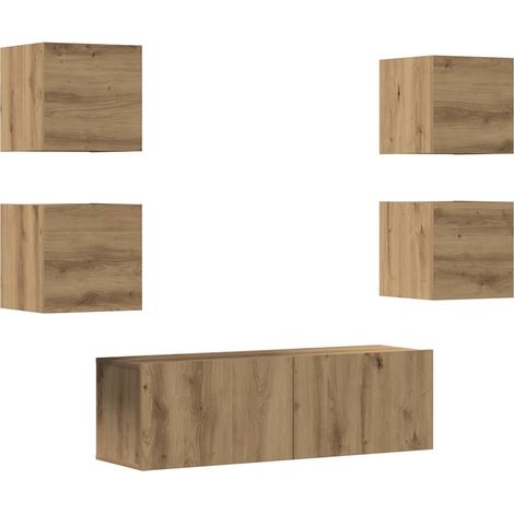 Ensemble de meuble TV mural - Armoires TV suspendues 5 pcs chêne artisanal fr1577 - Maison La Vie