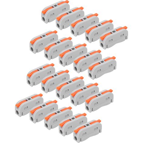 Connecteurs de fils électriques souples et rigides miniatures, entrée et sortie uniques, bornes à connexion rapide pour luminaires (lot de 20). (1/5)