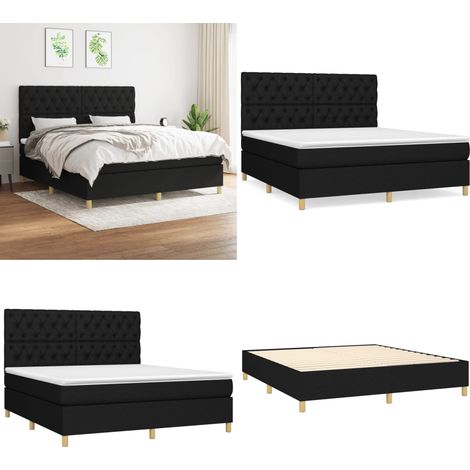 Boxspringbett mit Matratze Schwarz 160x200 cm Stoff - Boxspringbett - Doppelbett - Schlafsystem - Bettrahmen - Matratze - Home & Living (1/5)