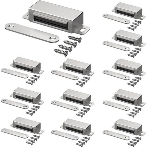 Chiusure magnetiche per mobili, chiusure per porte da cucina, bagno, spogliatoio, chiusure per armadi, chiusure per cassetti (argento, confezione da 10) (1/4)