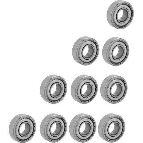 10 Miniatur-Stahlkugellager 698ZZ 8x19x6 mm mit doppelter Abschirmung, 10er-Packung (1/5)