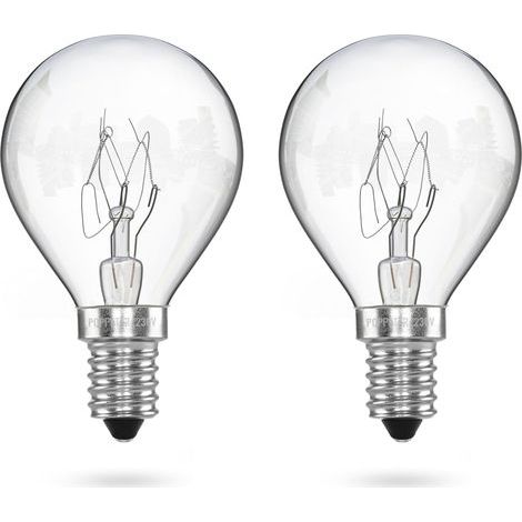 2er-Pack E14-Glühbirnen, 300 °C hitzebeständig, 25 W G45 Warmweiß, für Backöfen und Saunen (1/5)