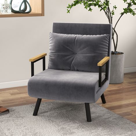 MEUBLIV sillón cama individual gris oscuro con respaldo de 5 posiciones (1/5)