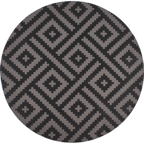 Outdoorteppich AJMER Schwarz ø 120 cm (1/5)