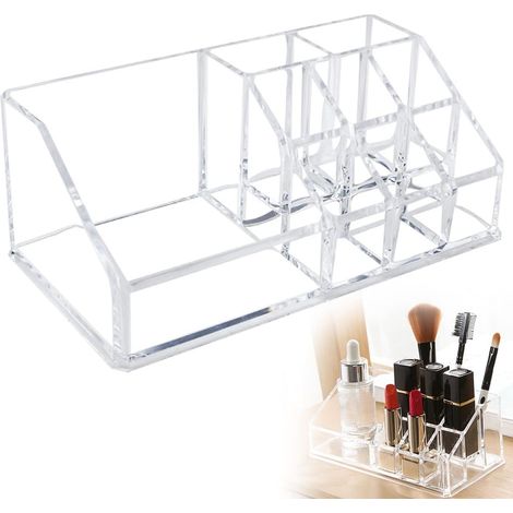 Organizer aus transparentem Acryl ohne Schubladen, Aufbewahrung für Pinsel/Hautpflegeprodukte für Schminktisch oder Schlafzimmer.