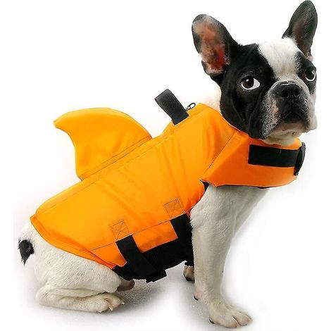 Sommer-Schwimmweste für Hunde, Hai-Muster – Haustier-Badeanzug – Orange (1/5)