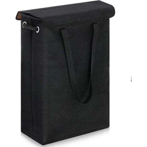 Wäschekorb mit Deckel (schwarz) – 45 l – Großer, atmungsaktiver und faltbarer Wäschekorb – Großer Aufbewahrungskorb für Kleidung, Schlafzimmer