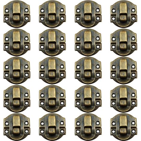 20 Pièces Fermoirs pour Boite en Bois, Rétro Loquet de Fermeture Malle et Coffre, 27x29mm, Fermeture Verticale, pour Boîte à Bijoux,Coffrets,Valises