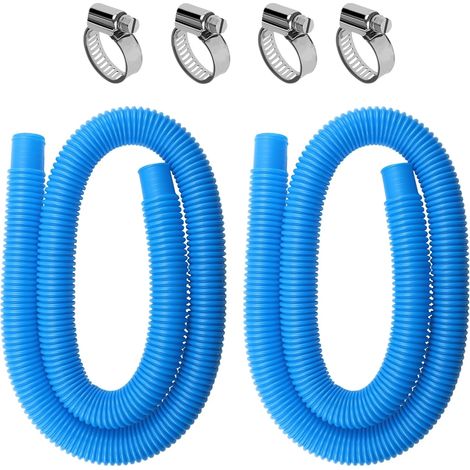 (Bleu) Lot de 2 tuyaux de piscine de 32 mm, 1,5 m de longueur, pour accessoires de piscine hors sol. Tuyau de rechange pour piscine. (1/5)