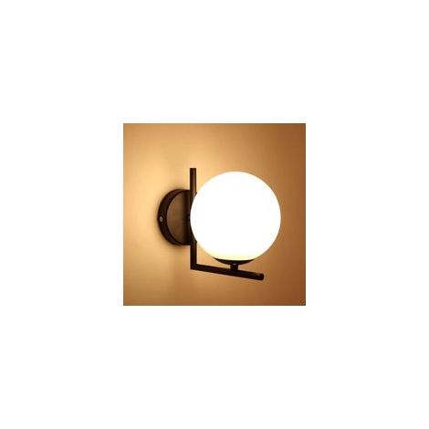 Retro-Industrie-Wandleuchte mit E27-Fassung für Schlafzimmer, Büro oder Flur, mit eisenbeschichteten Glaskugeln und LED-Beleuchtung. – Crezuo