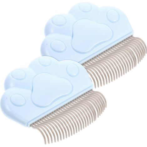 Peignes en forme de patte de chat, outil de toilettage pour animaux, compatible avec l'épilation, lot de 2, bleu (1/5)