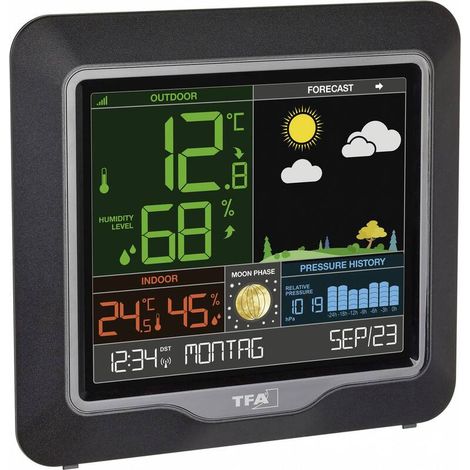 [NEUWERTIG] B-Ware TFA Dostmann Funk-Wetterstation Wettervorhersage Außentemperatur schwarz 1 Tag (1/2)