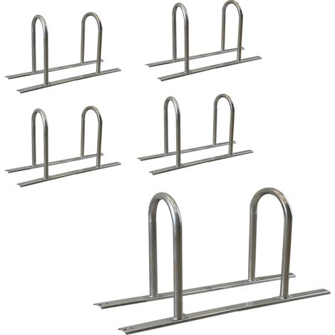 5 x Fahrradanlehnbügel 140 x 88 cm Stahl feuerverzinkt Ø 50 mm grau freistehend Fahrradständer Parker Typ U (1/5)