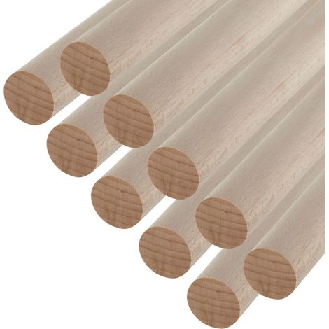 SOTECH Kleiderstange Garderobenstange Rundstab Holzstab zum Basteln Ø 30 mm Buche Länge: 80 cm , 10 Stück (1/5)