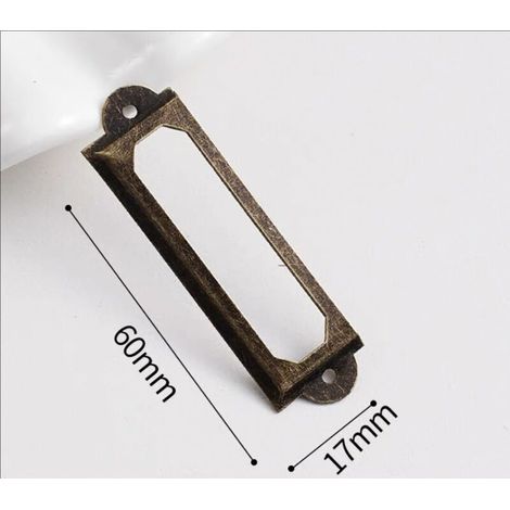 Porta etichette in metallo per mobili, cassetti, armadi, cartellini, targhette, cornici con viti per uffici, scaffali, supporti, bronzo, 50 pezzi (60 x 17 mm) (1/5)
