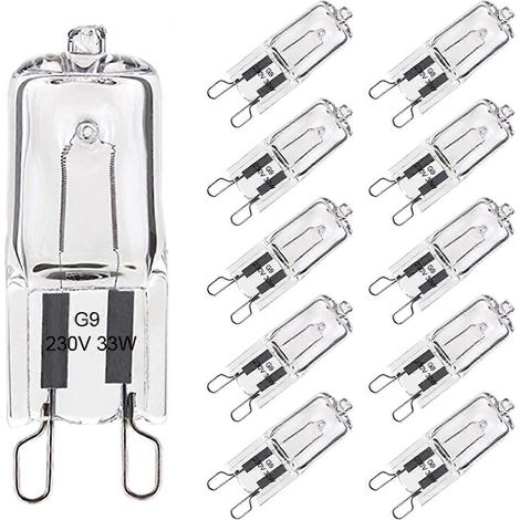 Lot de 10 ampoules G9 33 W blanc chaud, halogènes G9, résistantes à une température de 300 °C au four, ampoules à filament G9, 420 lm, 230 V (1/5)