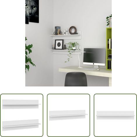 Étagères suspendues - Étagères murales 2 pcs Blanc 80x11,5x18 cm bois d'ingénierie (1/5)