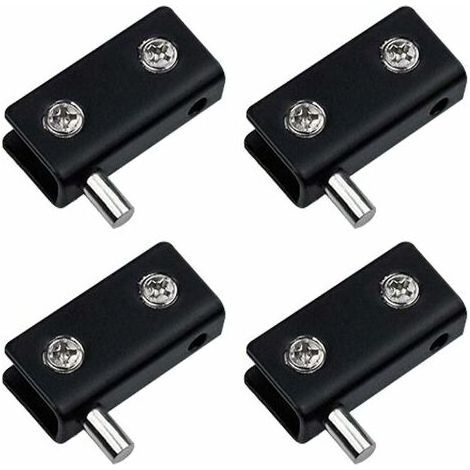 royaluxe - Lot de 4 charnières pivotantes pour porte en verre sans cadre en acier inoxydable noir clips de porte en verre avec kit de remplacement de goupille réglable pour verre de 5 à 6 mm (1/5)