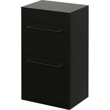 Napoli 390 Matt Black 500mm 2 Drawer Vanity Unit for Countertop Basins - 500mm - Matt Black 320mm Handle