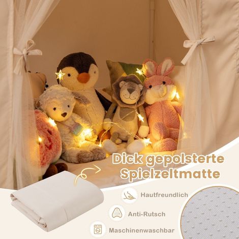 Indoor-Spielhauszelt für Kinder mit Anti-Rutsch-Matte, Beige