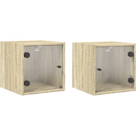 Maison Exclusive - Comodini con Ante in Vetro 2pz Rovere Sonoma 35x37x35 cm