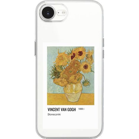 Custodia per iPhone 16e, trasparente, Flexi in silicone, girasoli Van Gogh (1/5)
