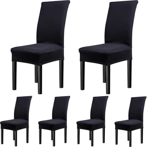 ALLIANDISHousses extensibles universelles Super Fit, housses lavables amovibles pour chaises de salle à manger 6 pièces/paquet (noir classique) (1/4)