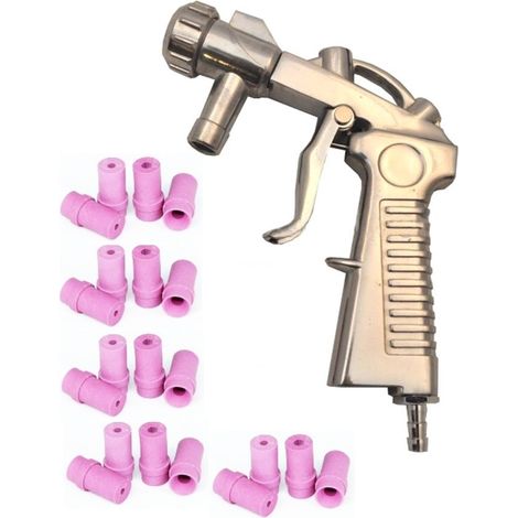 Pistolet sablage aérogommage pour Sableuse Aérogommeuse Microbilleuse Cabine de Sablage + 20 Buses