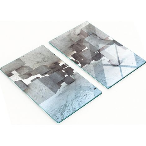 Tableros de vidrio elegantes y duraderos con cubo de hormig贸n impreso de 2x30x52 cm.