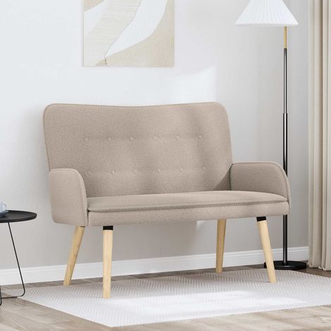Canapé 2 places en tissu bouclé gris clair, pieds marron, 115 x 61 x 87 cm - PANGIVO (1/4)