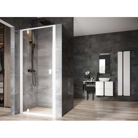Ravak Nexty - Puerta de ducha pivotante de 90 cm, blanco mate/cristal transparente 03O70E01Z1 (1/3)