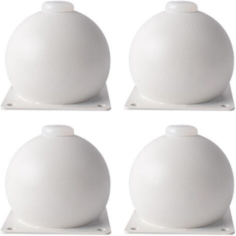 Lot de 4 pieds de canapé ronds en métal, pieds de meuble à visser, grande capacité de charge, pieds de lit, rehausseurs (blanc, grand) (1/5)