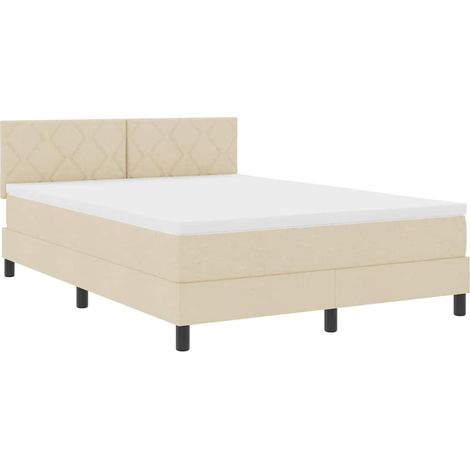 Cama tipo Box Spring con cojín Manual Crema 160 x 200 cm tela vidaXL (1/5)
