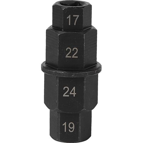 Clé de réparation pour axe de roue de moto, compatible avec les axes avant de 17 mm, 19 mm, 22 mm et 24 mm. (1/5)