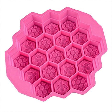 Moule à savon en silicone nid d'abeille, moule à gâteau à 19 cavités (rose rouge) (1/5)