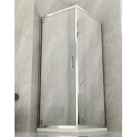 Box Doccia Angolare 1 Anta Fissa Anta Battente 2 Lati Parete Vetro 6mm Cristallo - Misura Box Angolare 60x80 (1/4)