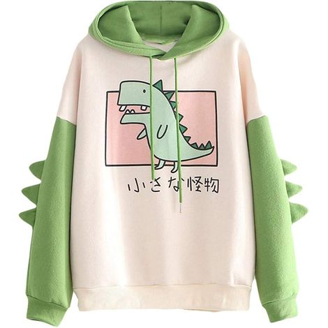 Sweat-shirt à manches longues pour femme avec motif dinosaure, imprimé dinosaure, style décontracté, idéal pour les adolescentes et les jeunes filles. (1/5)