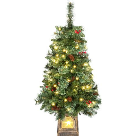 Künstlicher Weihnachtsbaum 120 cm Tannenbaum künstlich mit 100 LED Beleuchtung, 8 Modi, 214 Spitzen (1/5)