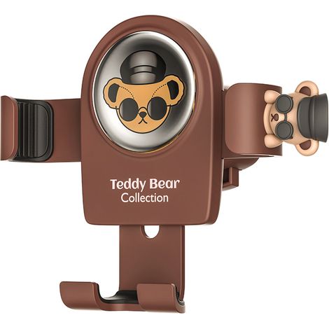 Support Gps Téléphone Voiture Brun, Support Ventilation Stable avec Motif Mignon Dessin Animé, Dissipateur Chaleur, Coussin Silicone Doux, Fixation Solide (1/5)