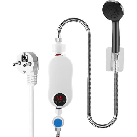 5500 W Mini chauffe-eau électrique, 220 V  Chauffe-eau électrique sans réservoir avec affichage numérique LCD et boutons tactiles, Chauffe-eau sans