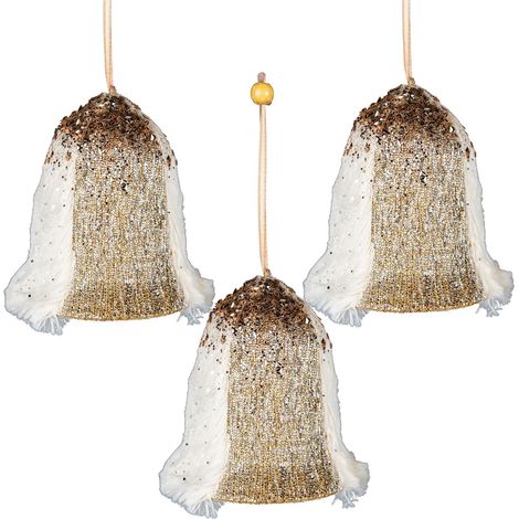 12cm Gold Bell - 3Pcs Christmas Hanging Decorations (1/5)