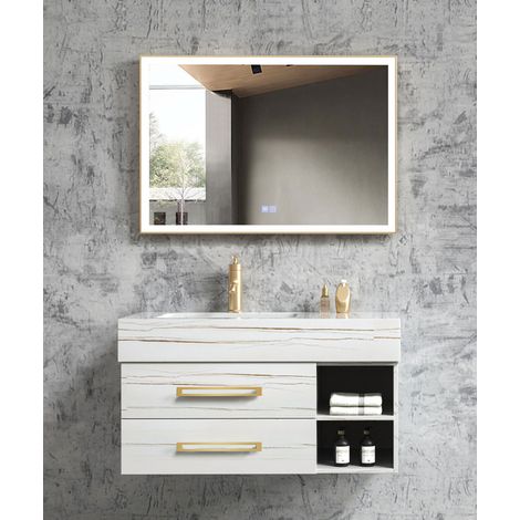Meuble de salle de bain Blanc Jaipur - 100 cm (1/2)