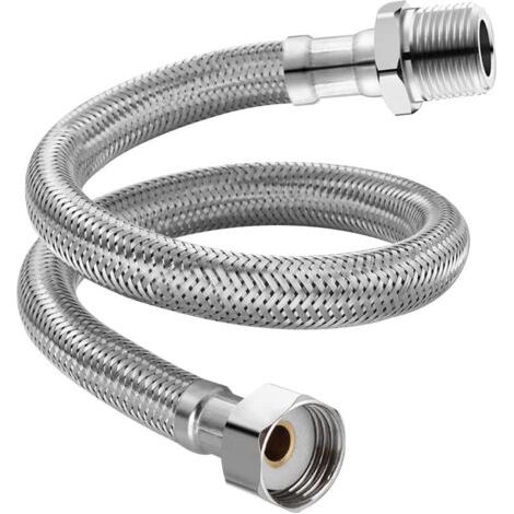 QORVA-Tuyau flexible en acier inoxydable de 40 cm pour robinet de cuisine ou douche. (1/5)
