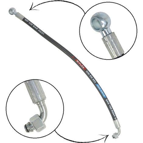 Hydraulik-Rücklaufschlauch für Ursus C-330 Verteilersatz M18x1,5 Winkel - Öse RNM DN10 L-620 mm DN10-2SN PZL Hydral (1/2)
