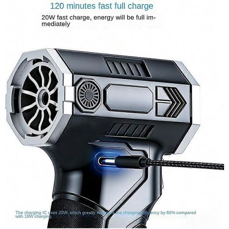 Mini ventilateur turbo portatif, purificateur d'air électrique puissant de 110 000 tr/min, nettoyeur de clavier d'ordinateur sans fil, sèche-voiture. (1/4)