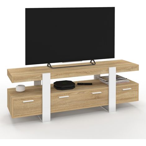 TV-Möbel 140 cm PHOENIX mit Schubladen aus Holz und Weiß