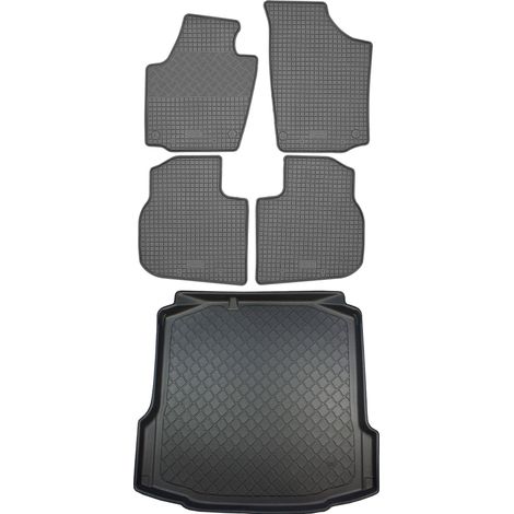 Ensemble de tapis de sol en caoutchouc pour Seat Toledo IV Hatchback (5 portes) de février 2013 à mai 2019 : tapis de coffre et tapis de sol de coffre. (1/5)