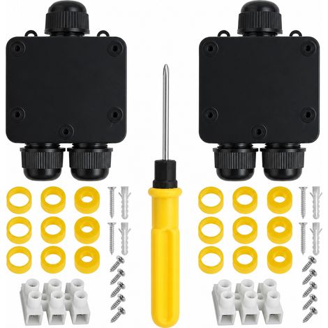 Boîtier de Jonction 2 Pièces 3 Voies IP68 Plastique Noir (1/5)