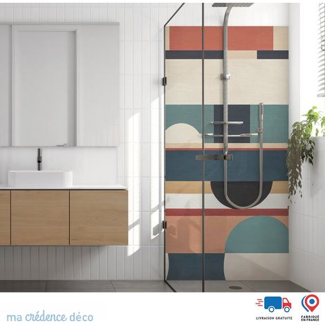 Panneau de douche : Bauhaus et courbes - Couleur Rouge beige - Alu composite - 90 - 245 (1/3)