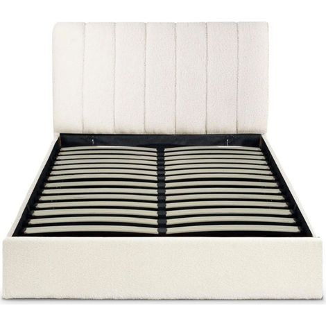 Paris Prix – Lit coffre 140x190cm – Tissu bouclette beige – Sommier relevable – Design moderne – À monter soi-même (1/3)